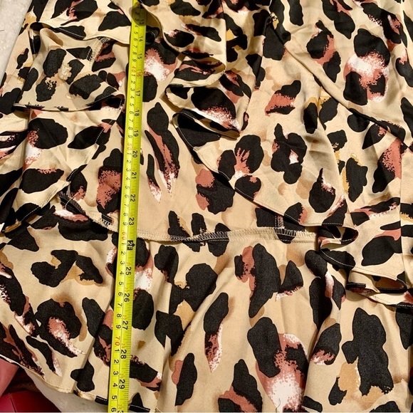 Sale! NEW Midi Skirt XXL Gold Satin Animal Print Black Pink White Ruffle BackZip - Picture 12 of 13